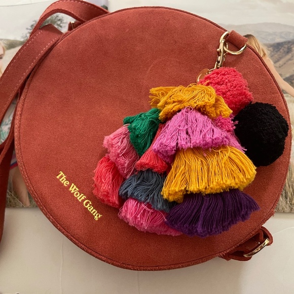 THE WOLF GANG Dark Pink Suede Crossbody: Detachable Tassel: Excellent Condition - Picture 1 of 7